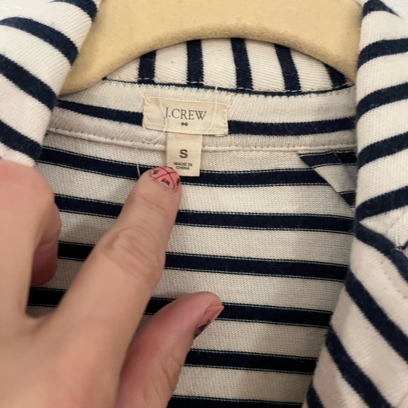 J Crew cream navy striped knit blazer women’s size small 100% cotton pre… - Picture 5 of 9